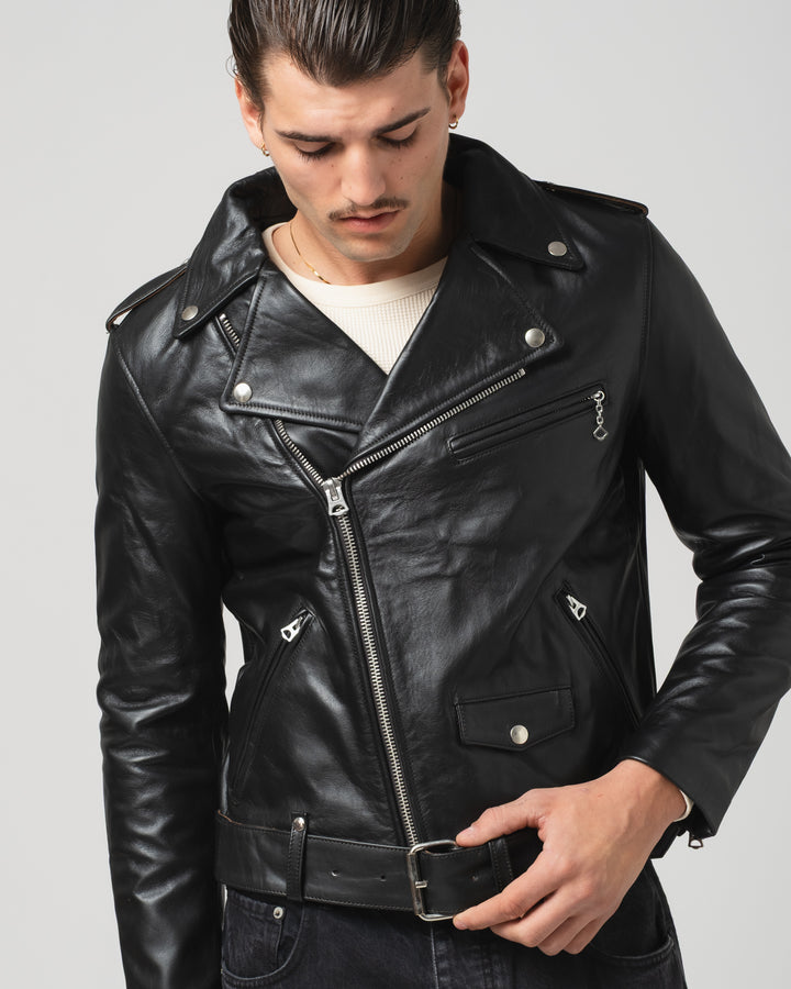 x Shangri-La Heritage Perfecto OFTR Teacore Leather Jacket Black