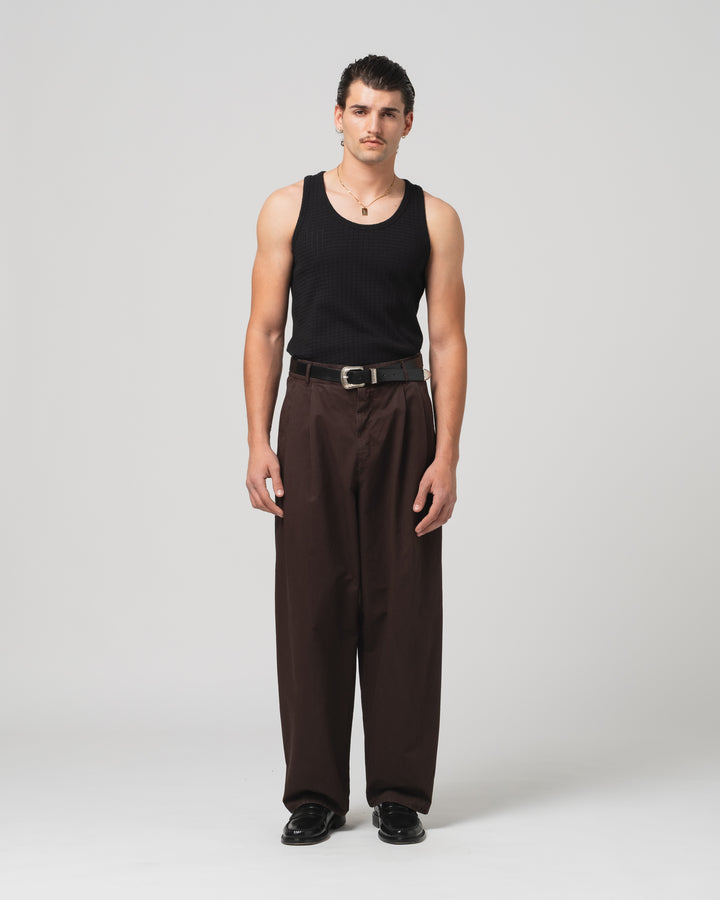 Ambassador Pants Crispy Cotton Coffee Brown