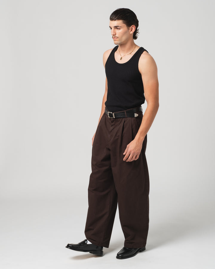 Ambassador Pants Crispy Cotton Coffee Brown
