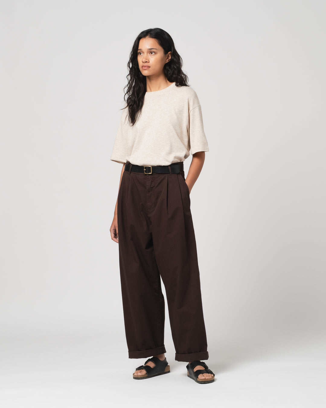 Ambassador Pants Crispy Cotton Coffee Brown