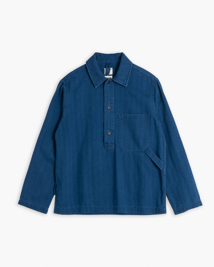 Fisherman Shirt Herringbone Twill Denim Blue