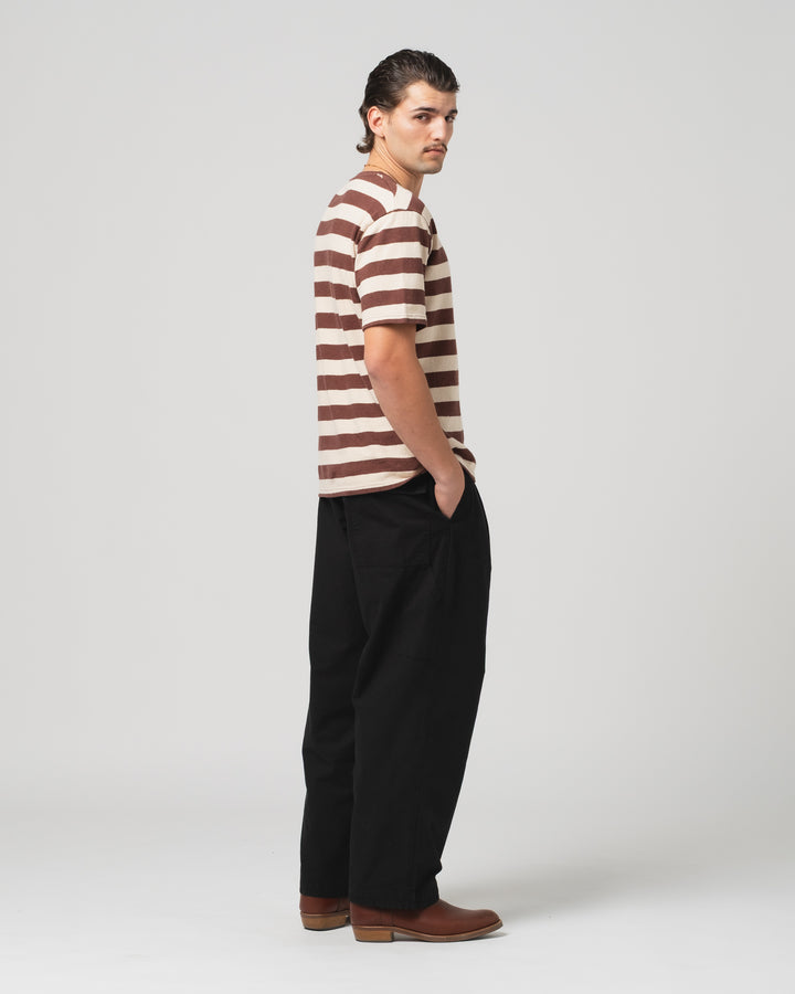 Pocket T Stripe Cotton Linen Henna/Wheat