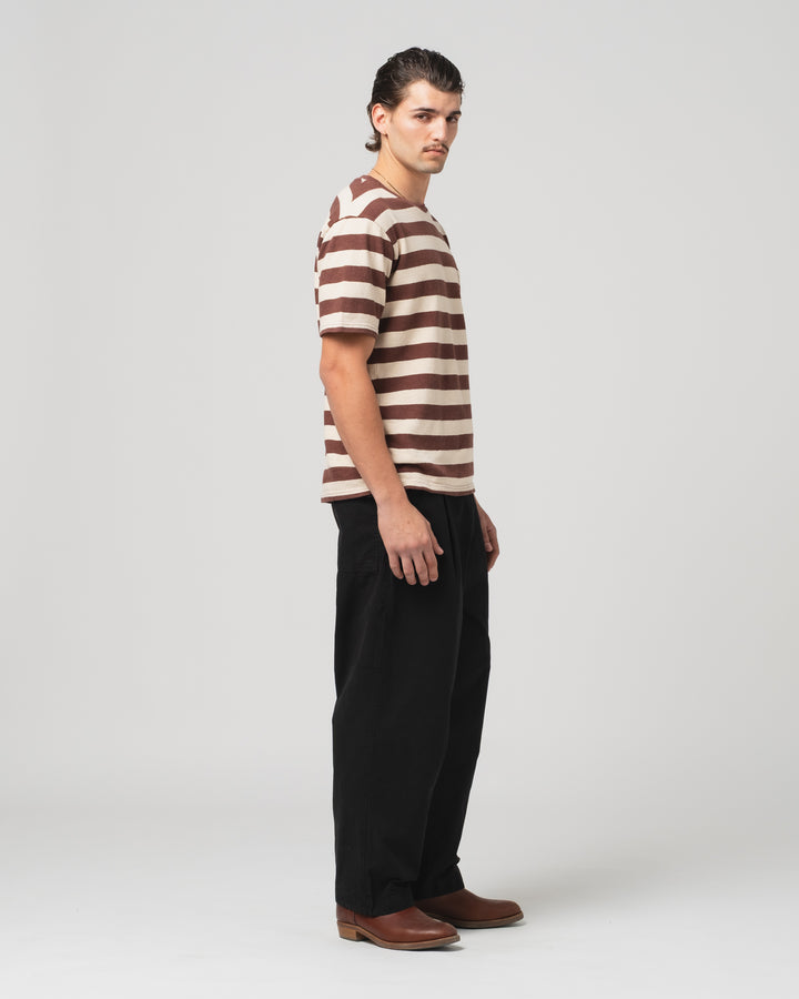 Pocket T Stripe Cotton Linen Henna/Wheat
