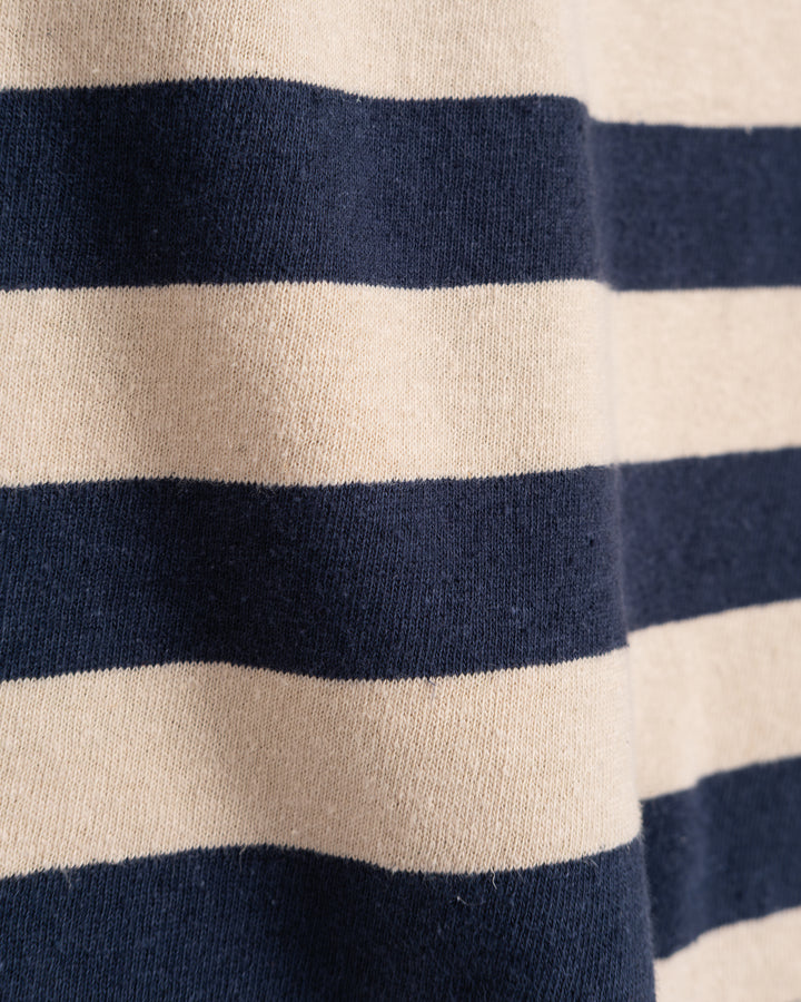 Pocket T Stripe Cotton Linen India Blue/Wheat