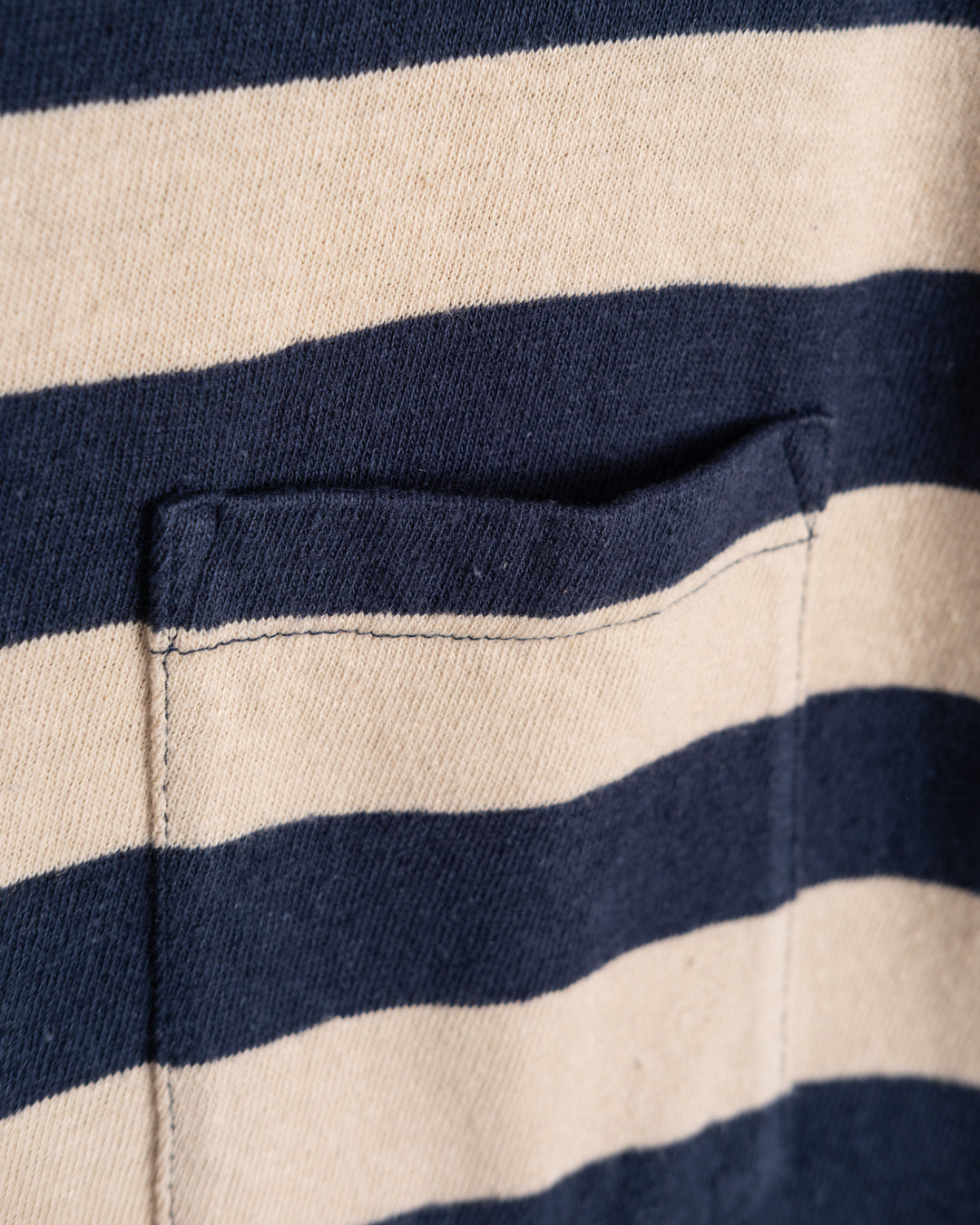 Pocket T Stripe Cotton Linen India Blue/Wheat