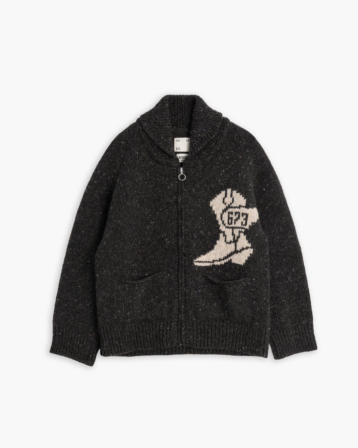 Flying Boot Cardigan Minotaurus Asphalt/Oat