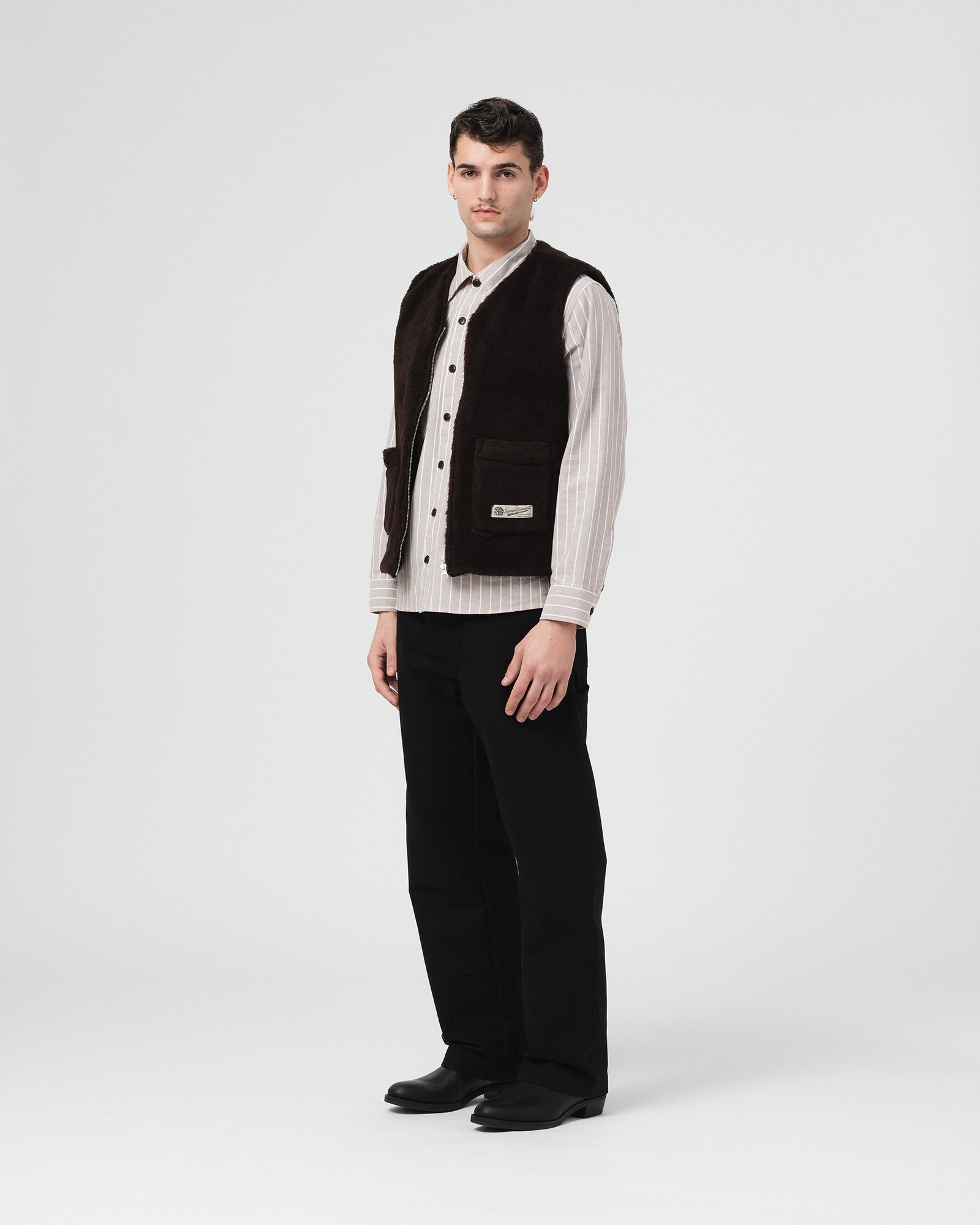 美品 GANGSTERVILLE Bedford cord Vest Deck Vest Bedford Cords Black – Eat Dust