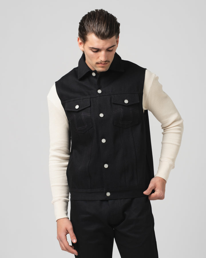736 Sleeveless Jacket Black Denim