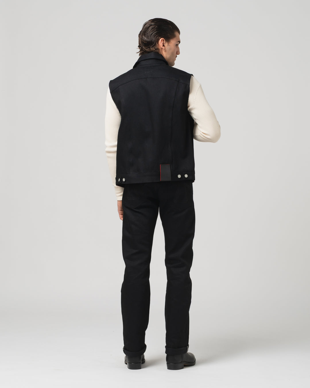 736 Sleeveless Jacket Black Denim