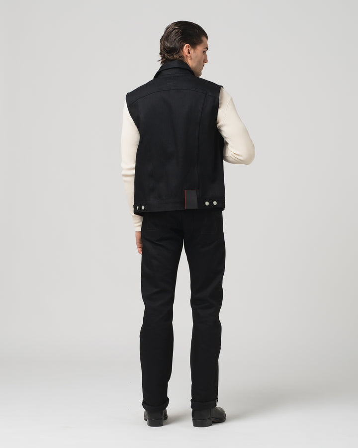 736 Sleeveless Jacket Black Denim