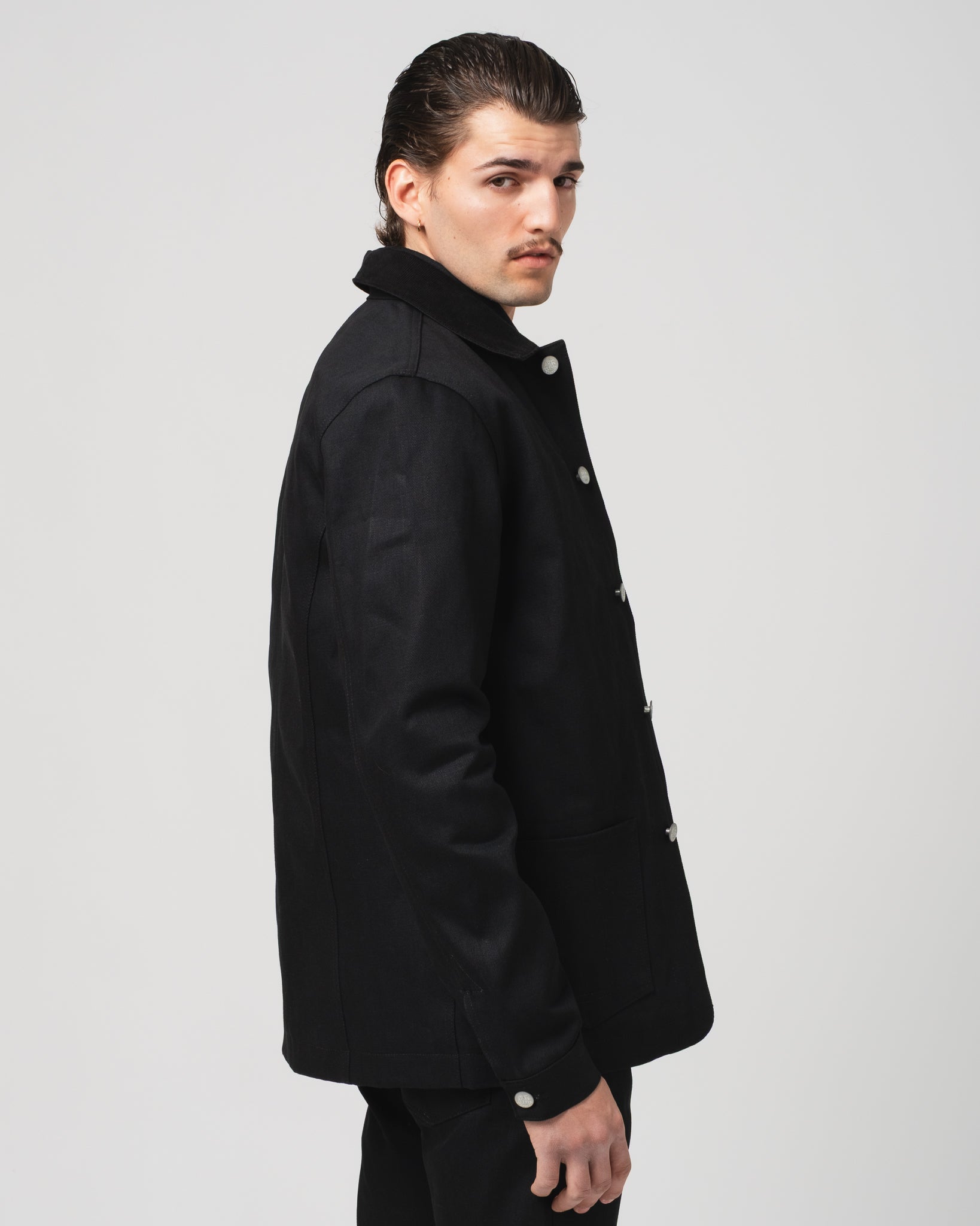 Chore Jacket 673 Black Denim – Eat Dust