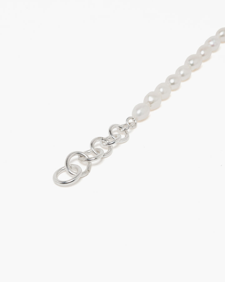 Sara Roegiers Pearl and Silver Bracelet with American Clasp