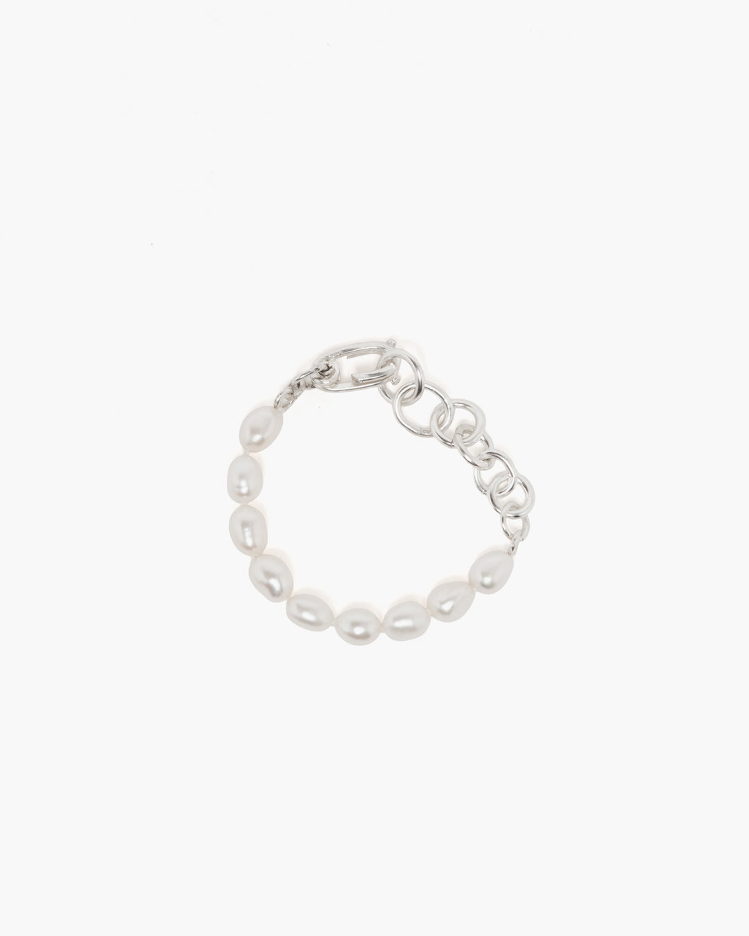 Sara Roegiers Pearl and Silver Bracelet with American Clasp
