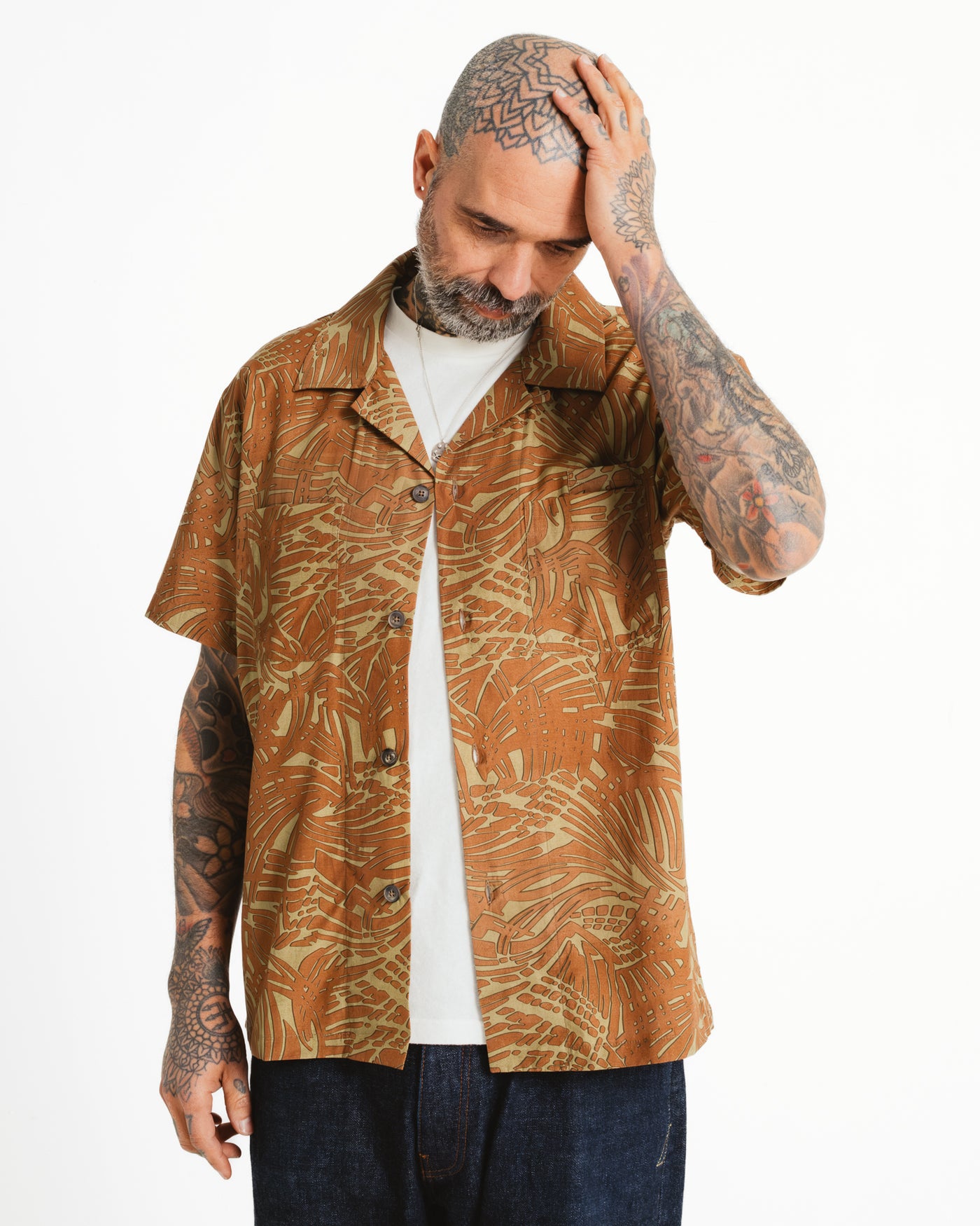 Aloha Shirt Bamboo Rayon Amber