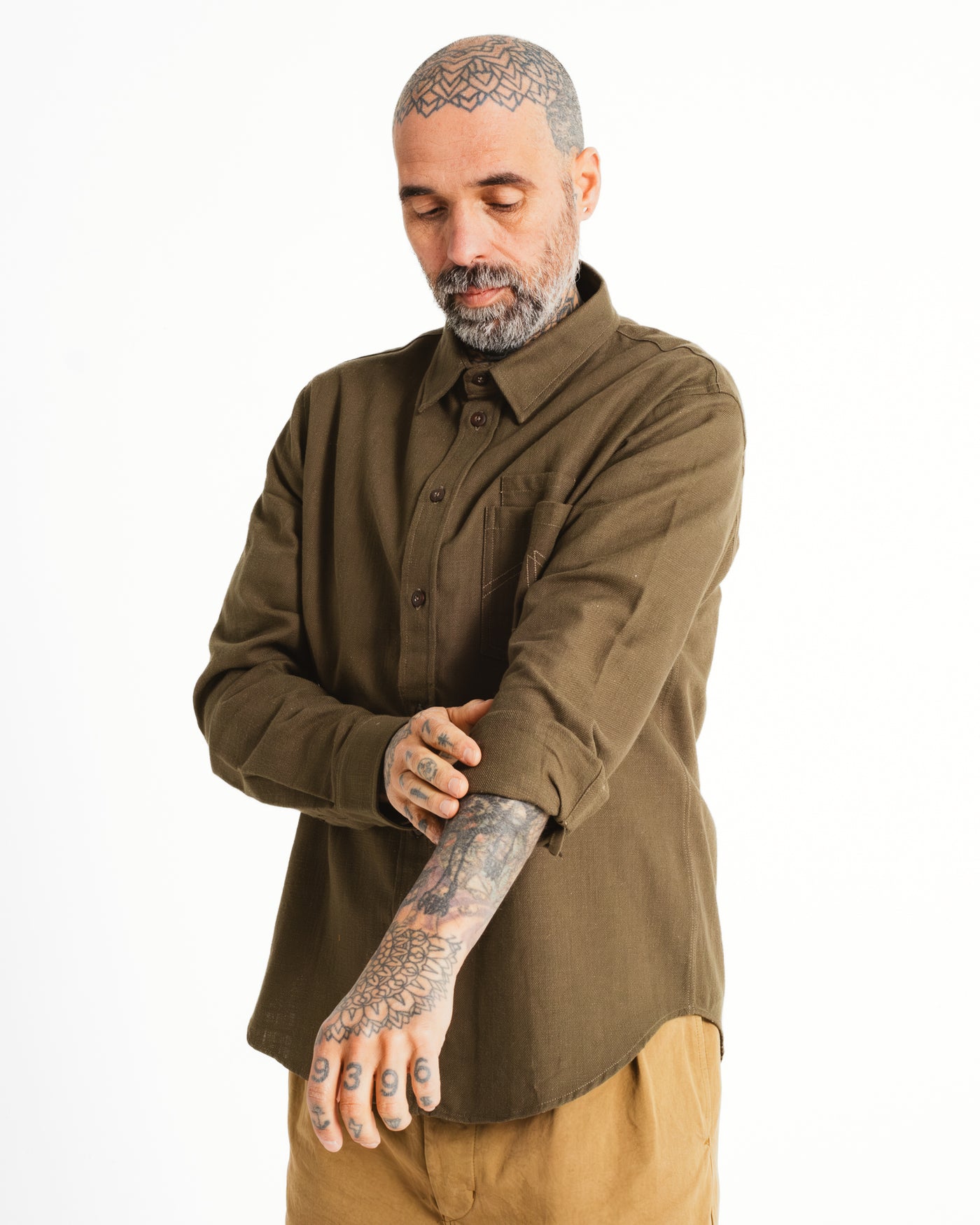 Combat Shirt Slub Cotton Khaki