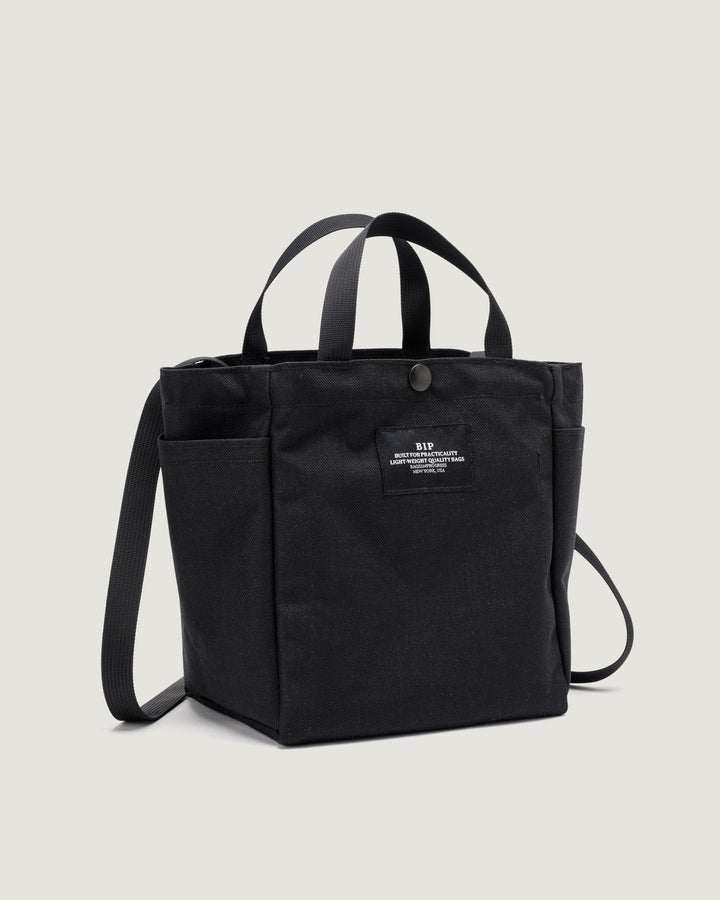 Small Side Pocket Tote Canvas Nylon Black