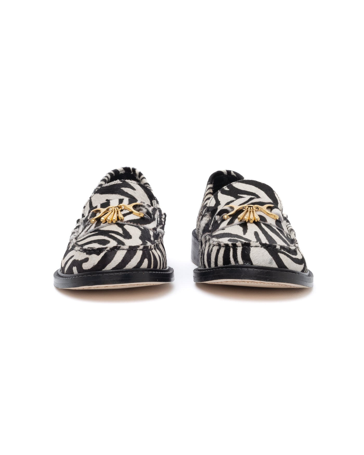 Vinny's  Luxe Mocassin Snaffle Loafer Zebra Pony Hair
