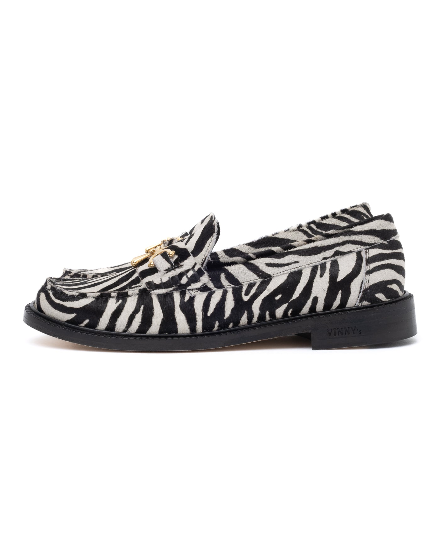 Vinny's  Luxe Mocassin Snaffle Loafer Zebra Pony Hair
