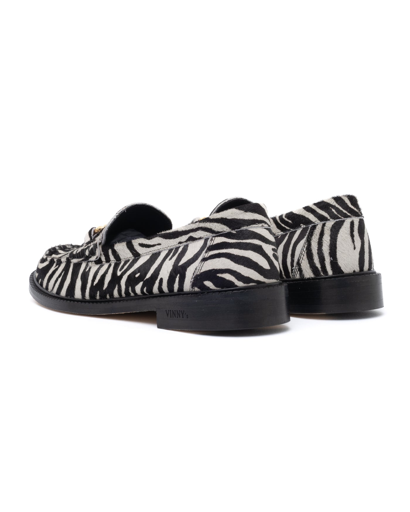 Vinny's  Luxe Mocassin Snaffle Loafer Zebra Pony Hair