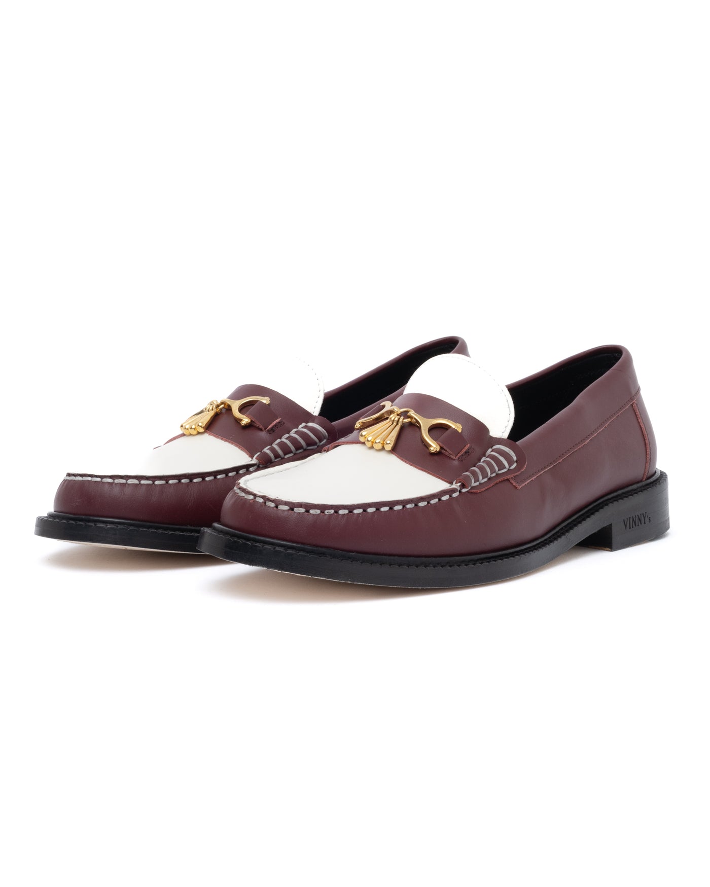 Vinny's Lux Mocassin Snaffle Loafer Crust Leather Burgundy/White