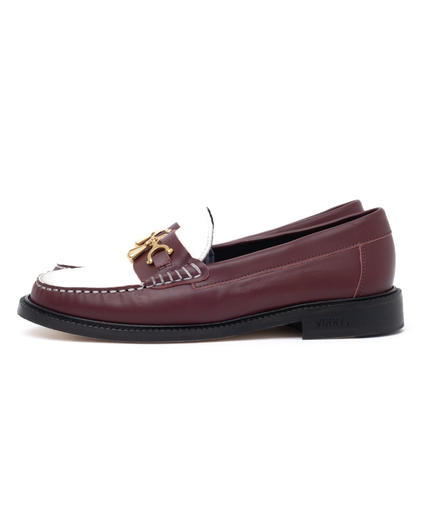 Vinny's Lux Mocassin Snaffle Loafer Crust Leather Burgundy/White
