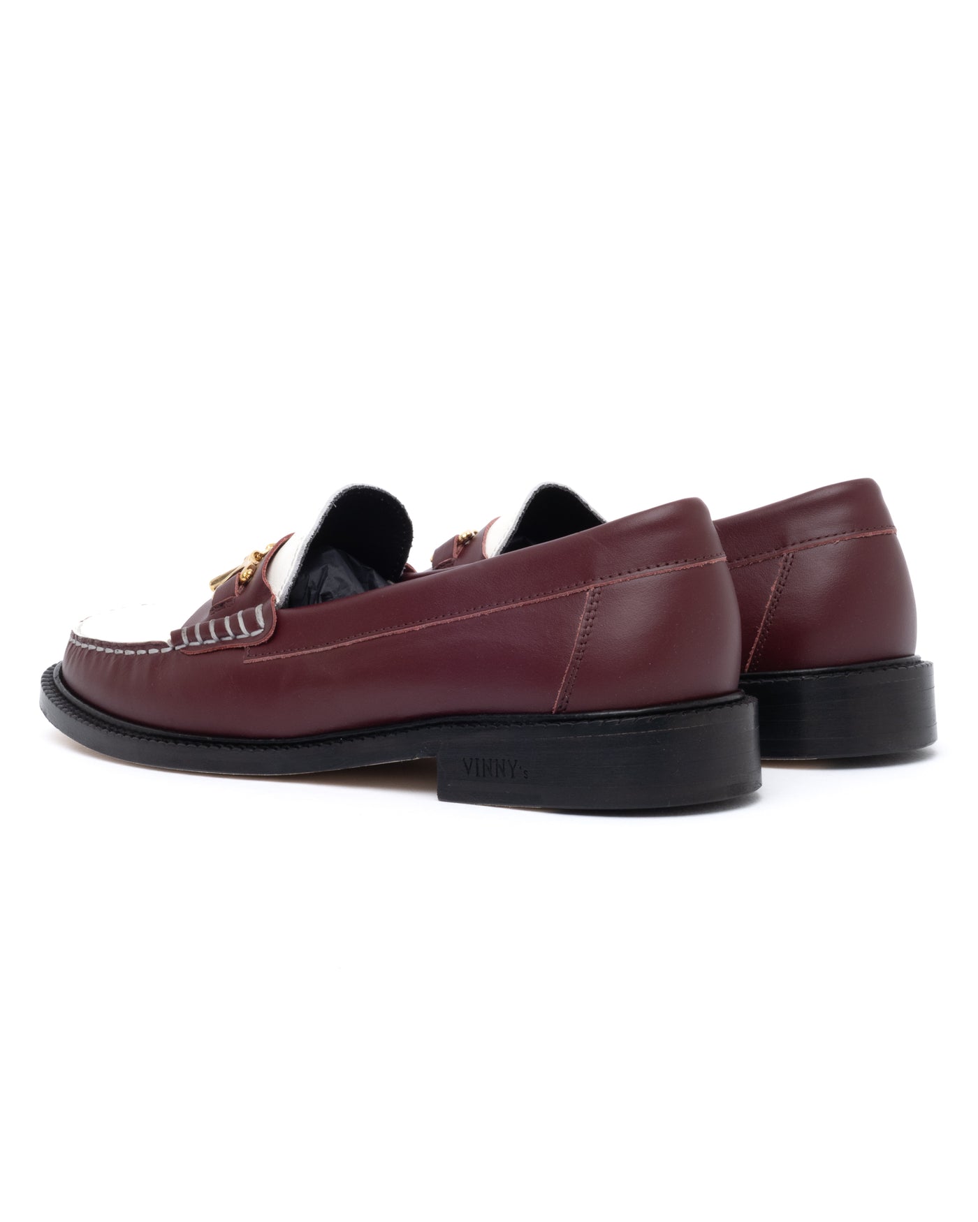 Vinny's Lux Mocassin Snaffle Loafer Crust Leather Burgundy/White