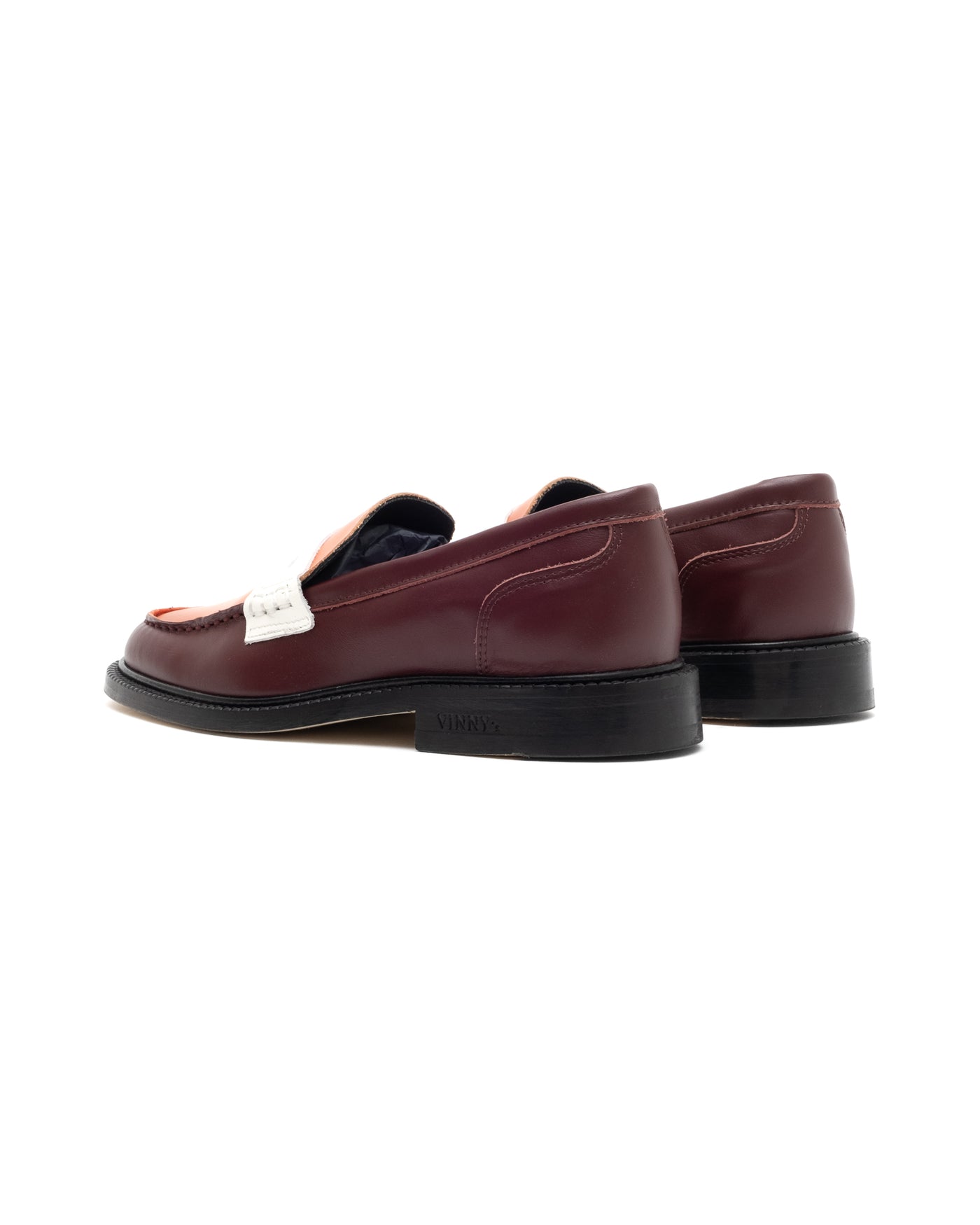 Vinny's Townee Penny Loafer Burgundy Orange White