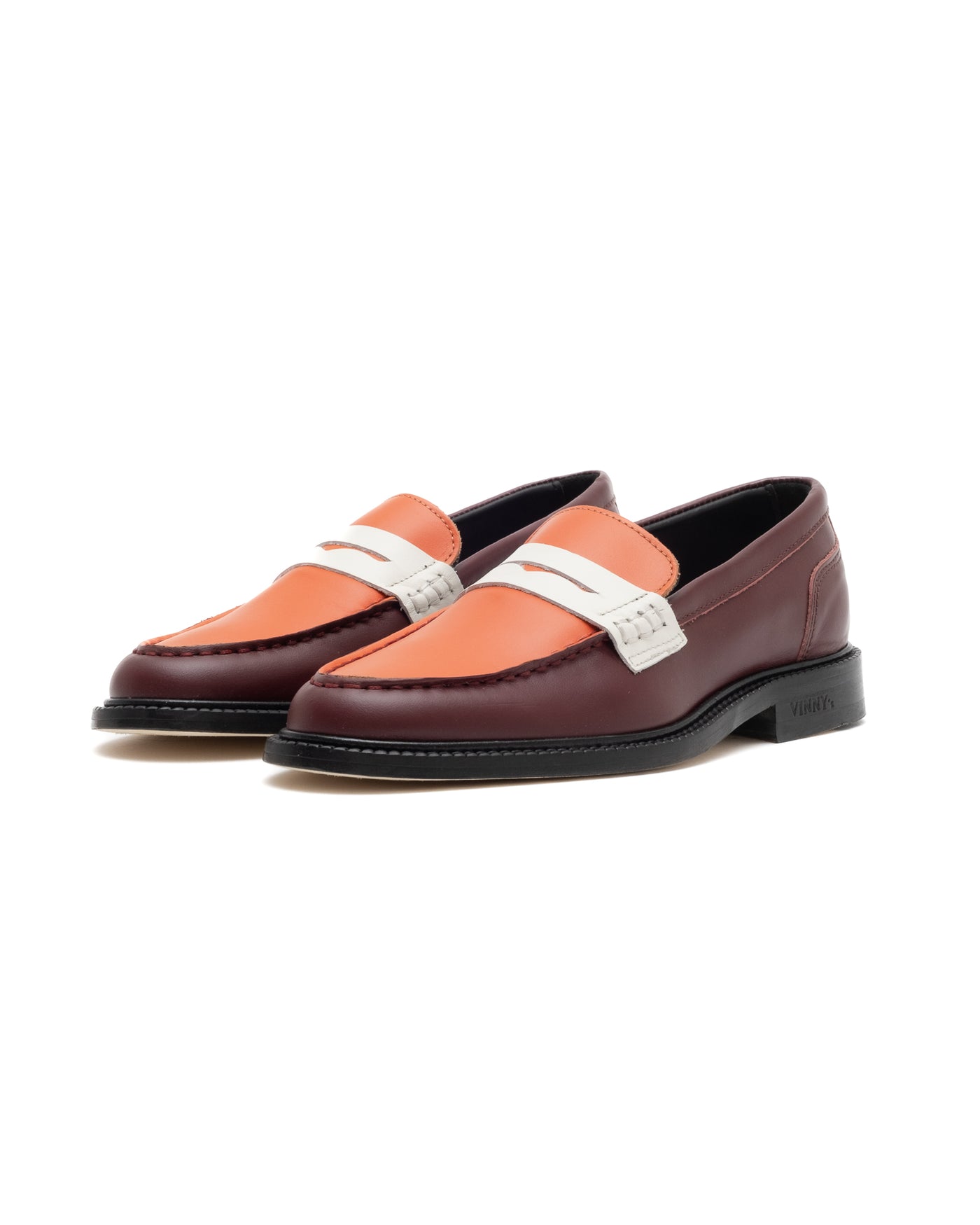 Vinny's Townee Penny Loafer Burgundy Orange White