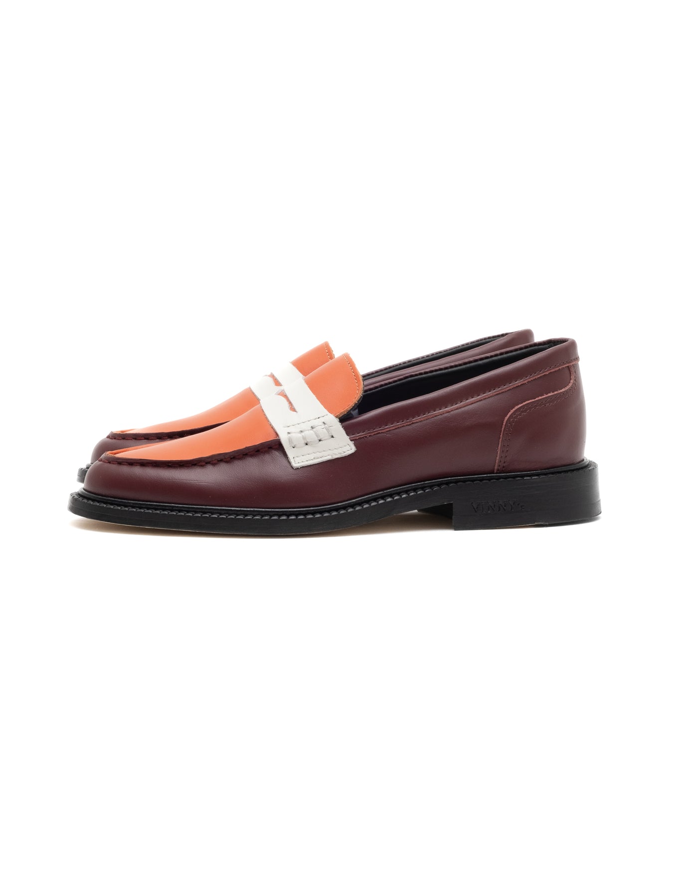 Vinny's Townee Penny Loafer Burgundy Orange White