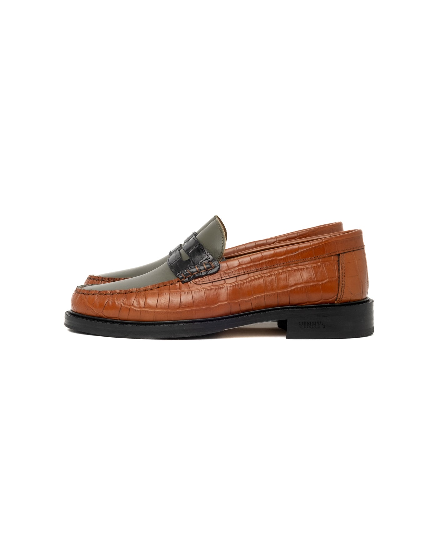 Vinny's Yardee Mocassin Loafer Croco Pattern Brown/Green