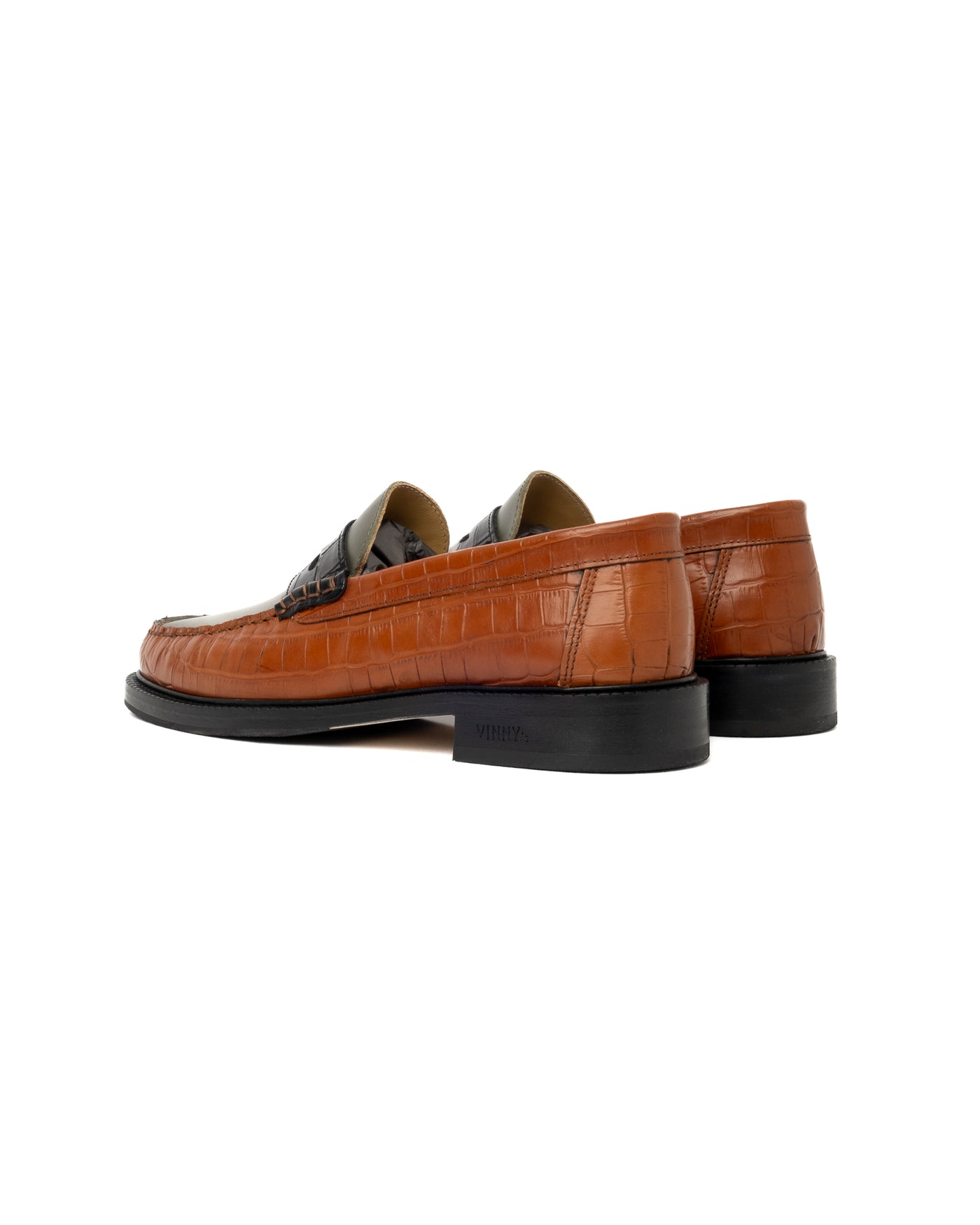 Vinny's Yardee Mocassin Loafer Croco Pattern Brown/Green