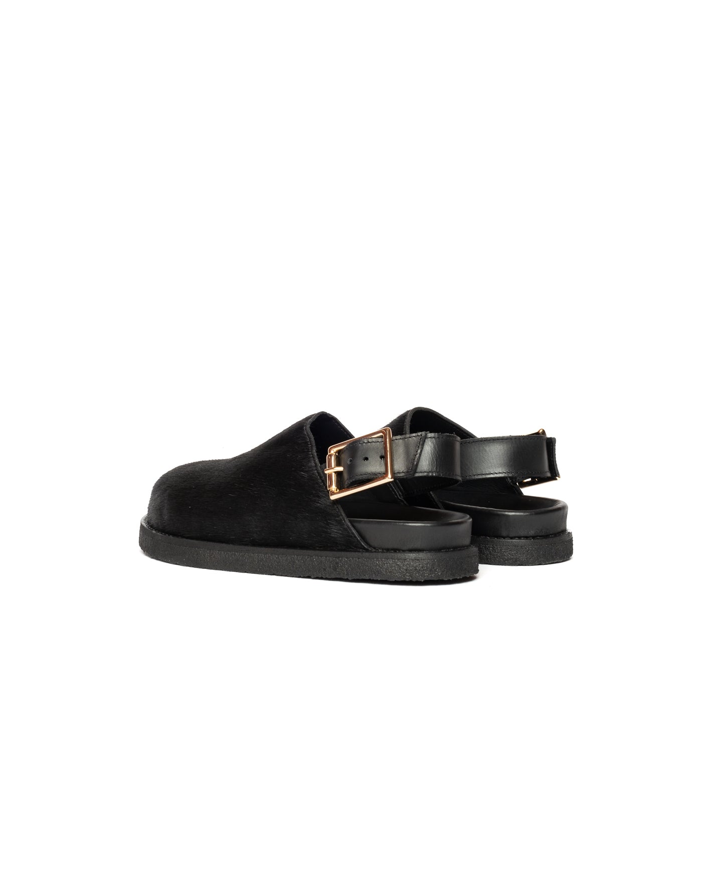 Vinny's Strapped Mule Pony Hair Black