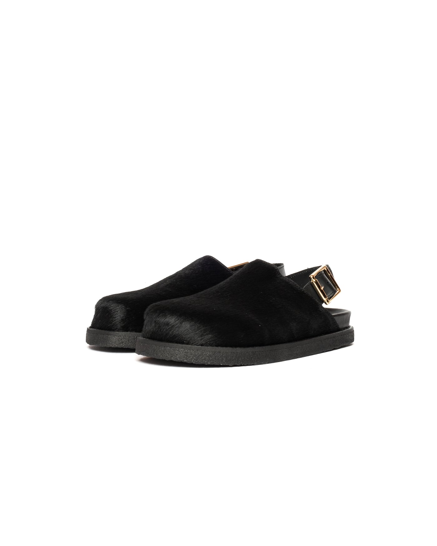 Vinny's Strapped Mule Pony Hair Black