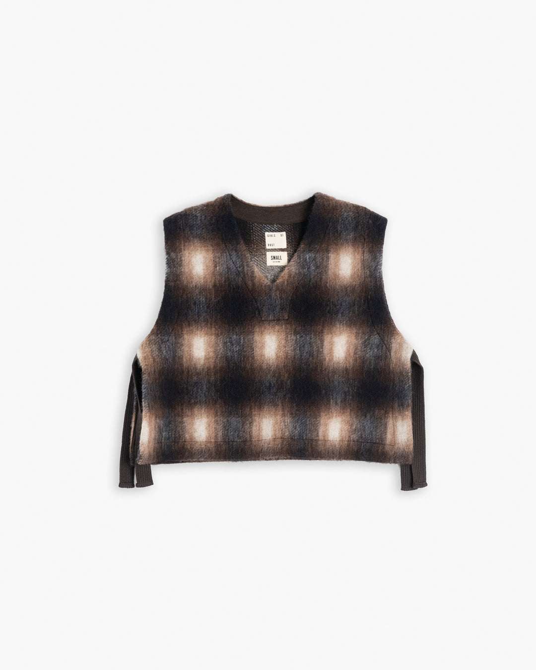 G.o.D Vee Vest Felted Check Sepia / Cream