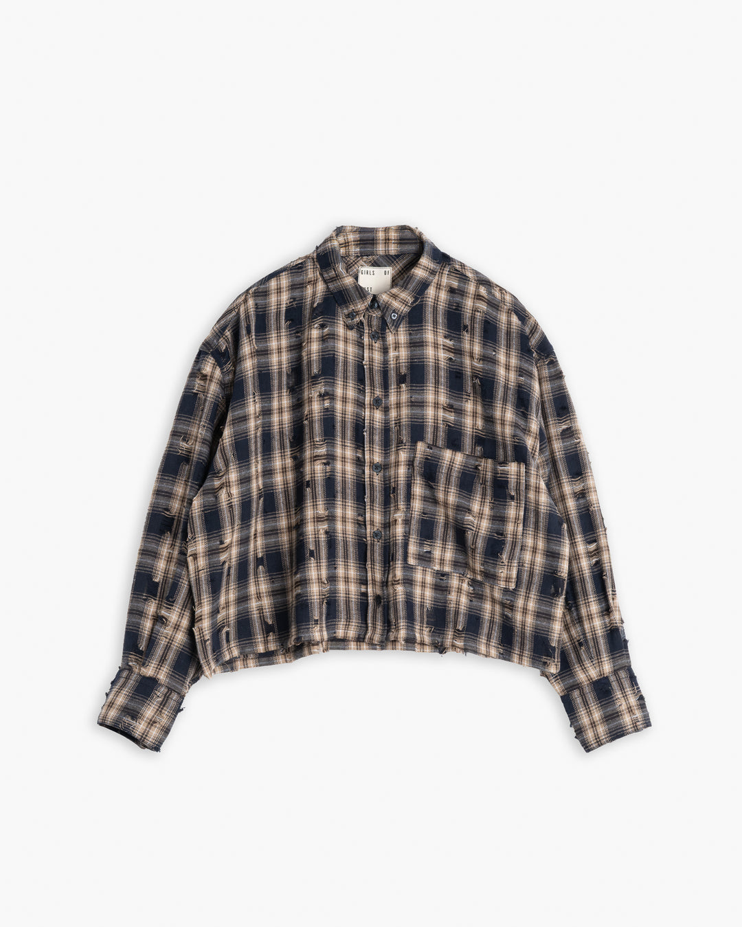 G.o.D Cubic Shirt Cobain Check Navy/Wheat