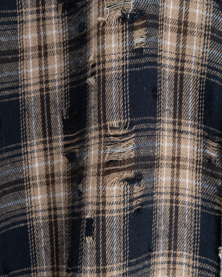 G.o.D Cubic Shirt Cobain Check Navy/Wheat