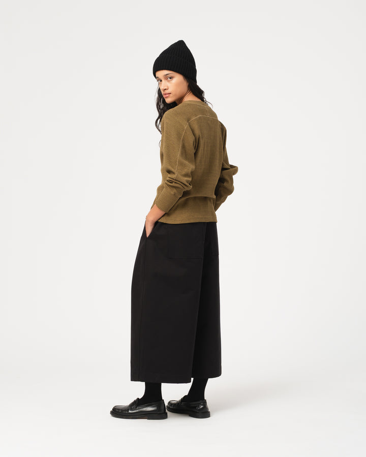 G.o.D Button Down Top Military Rib Jersey Olive