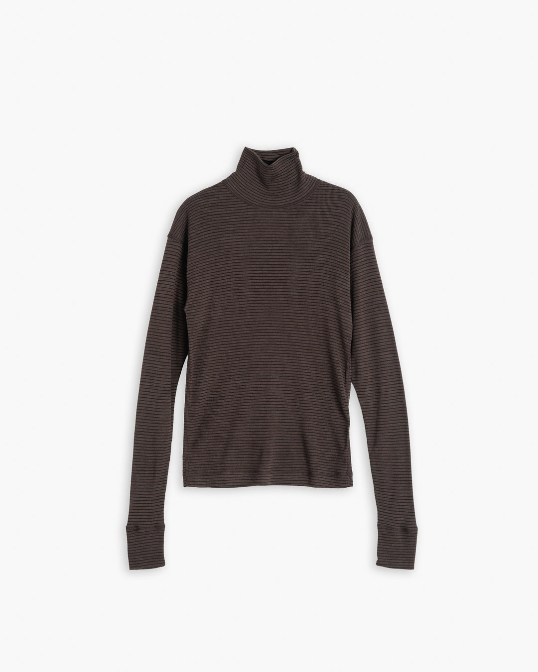 G.o.D Turtle Neck Rib Wool Sepia