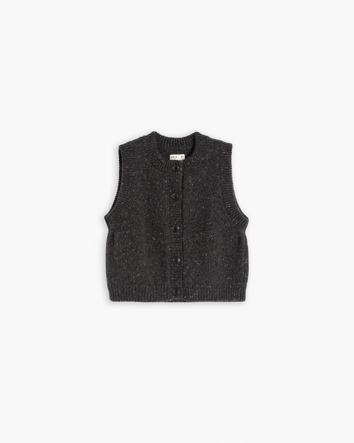 G.o.D Welsh Vest Neppy Wool Asphalt