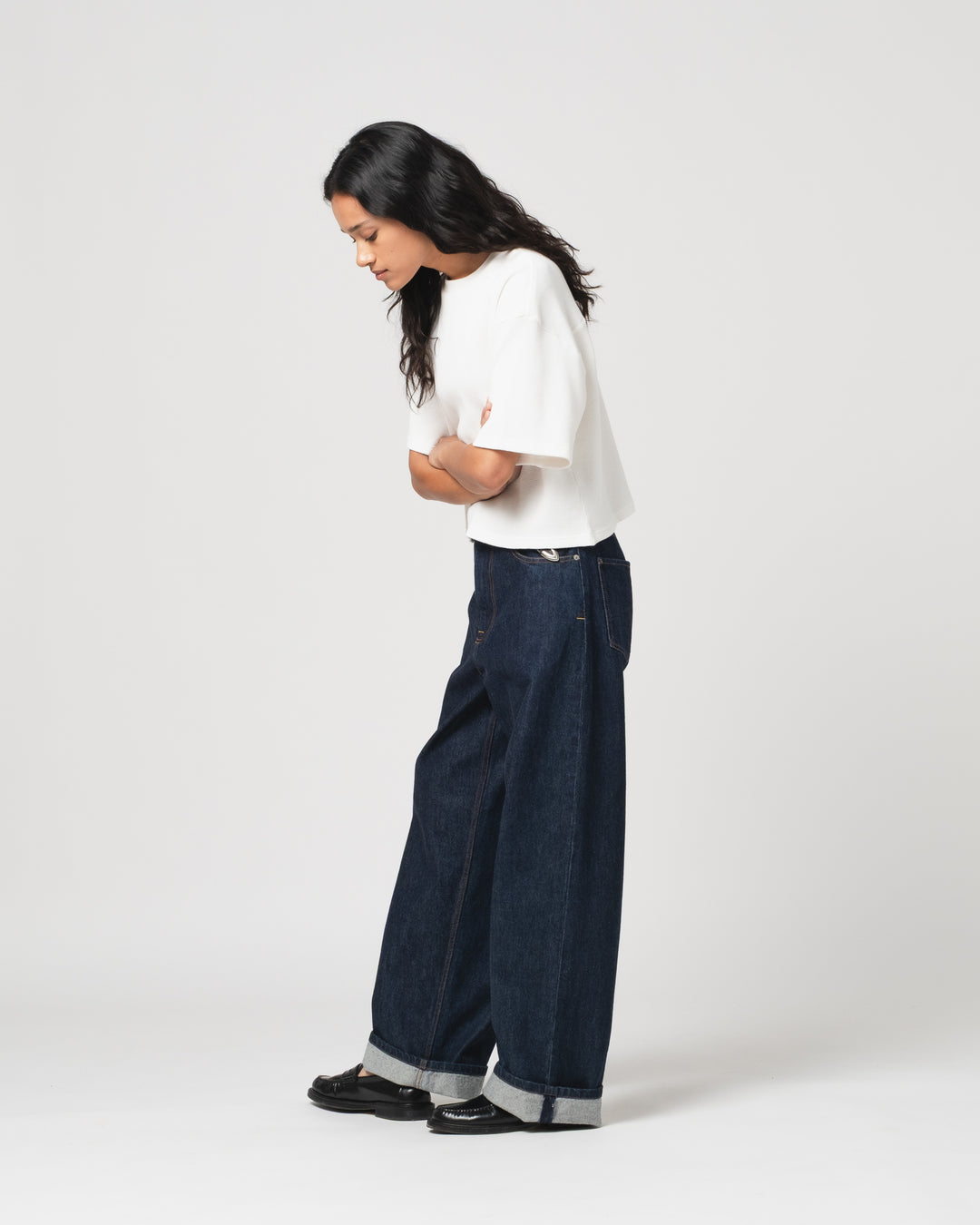 G.o.D Big T Cropped Waffle Jersey Off White