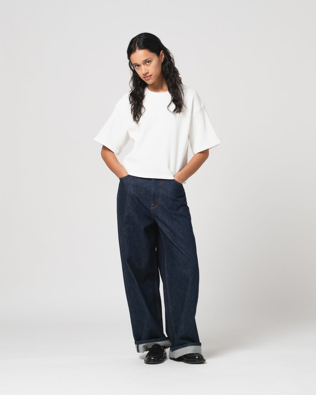 G.o.D Big T Cropped Waffle Jersey Off White