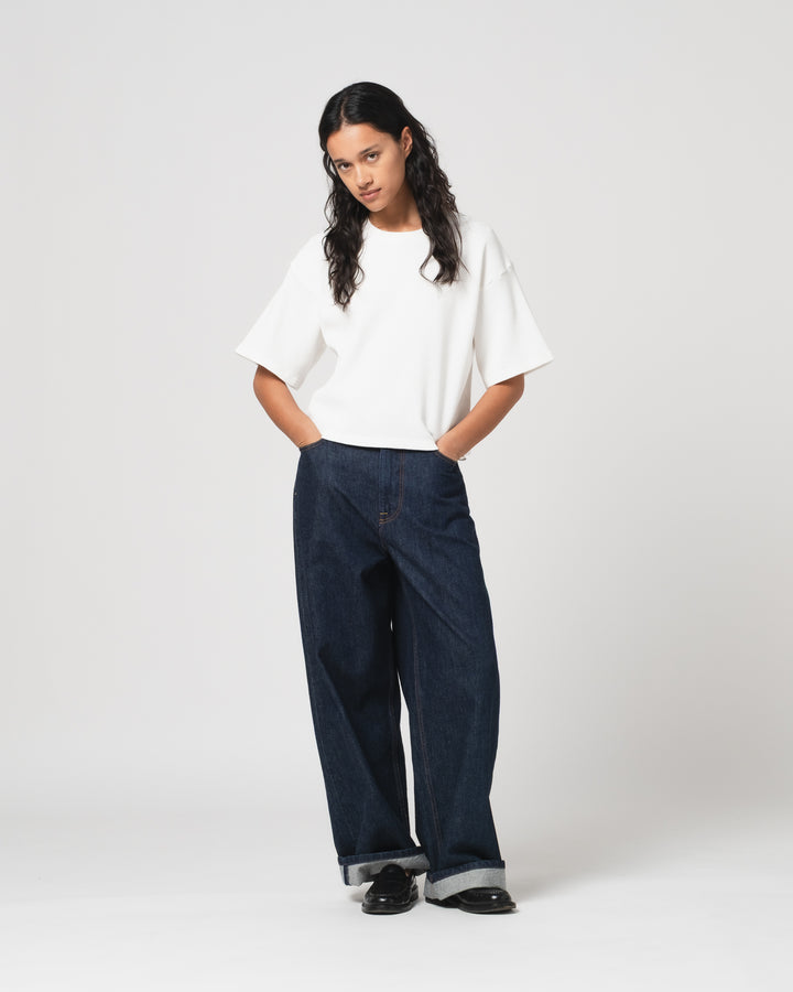 G.o.D Big T Cropped Waffle Jersey Off White