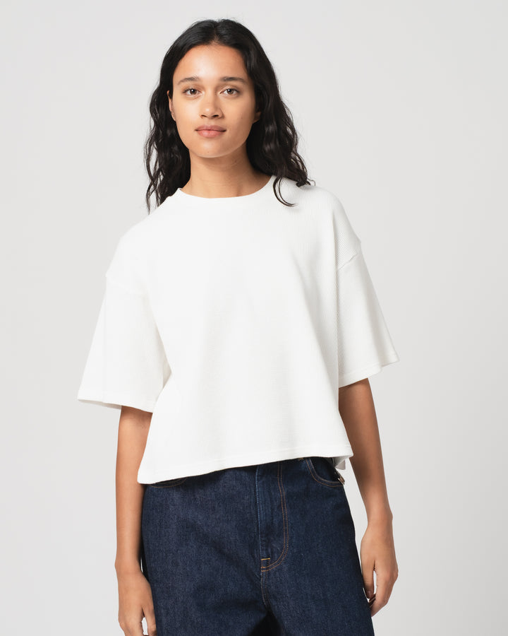 G.o.D Big T Cropped Waffle Jersey Off White