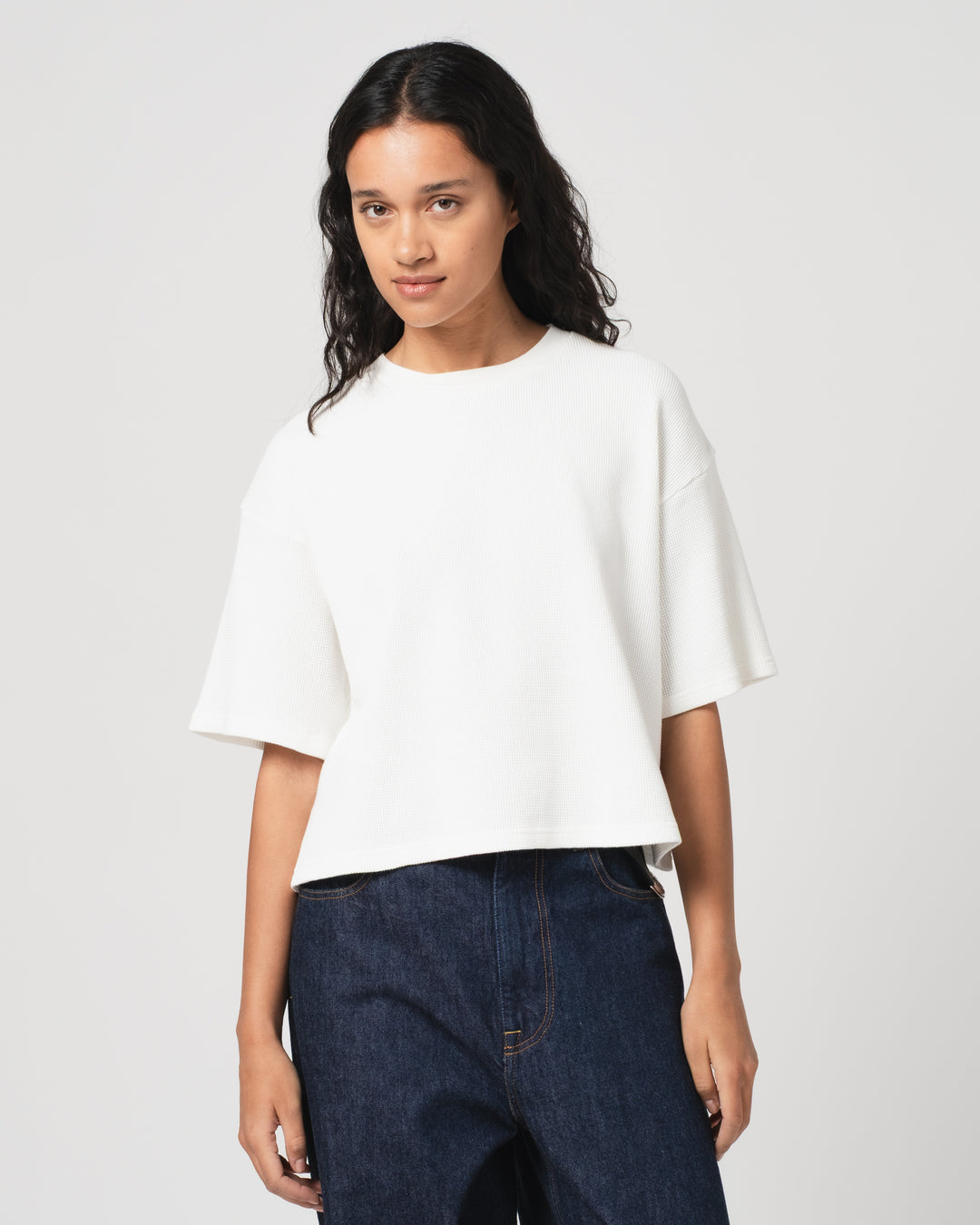 G.o.D Big T Cropped Waffle Jersey Off White