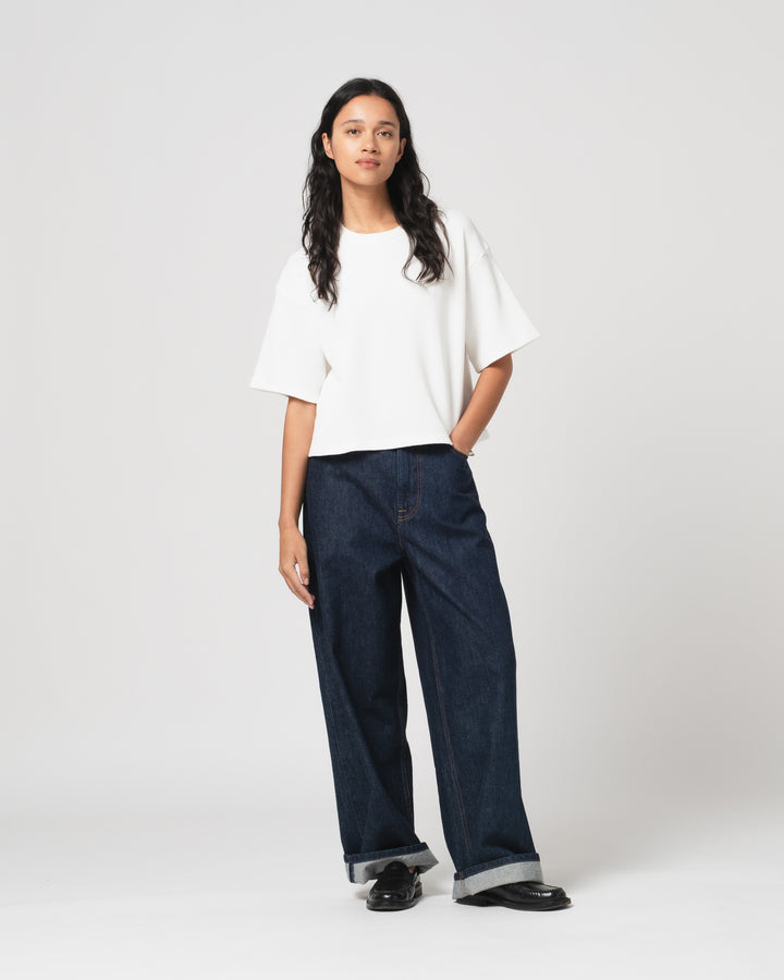 G.o.D Big T Cropped Waffle Jersey Off White