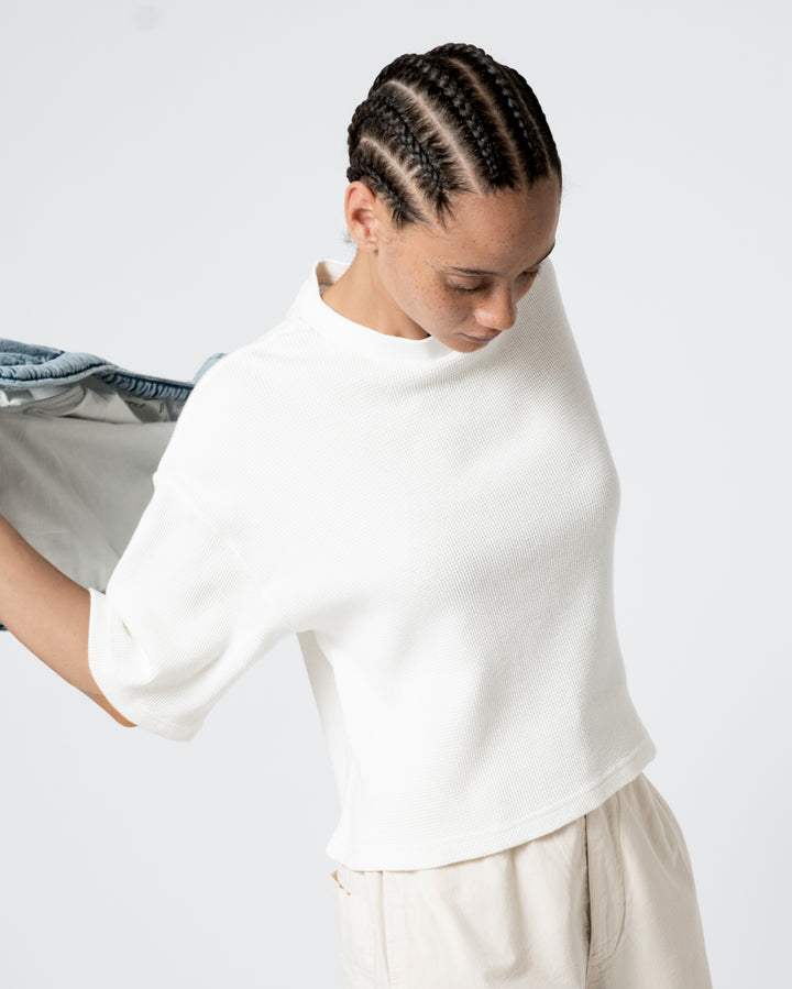 G.o.D Big T Cropped Waffle Jersey Off White