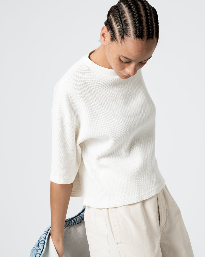 G.o.D Big T Cropped Waffle Jersey Off White