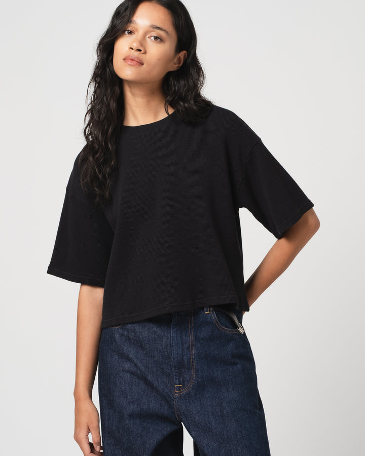 G.o.D Big T Cropped Waffle Jersey Black