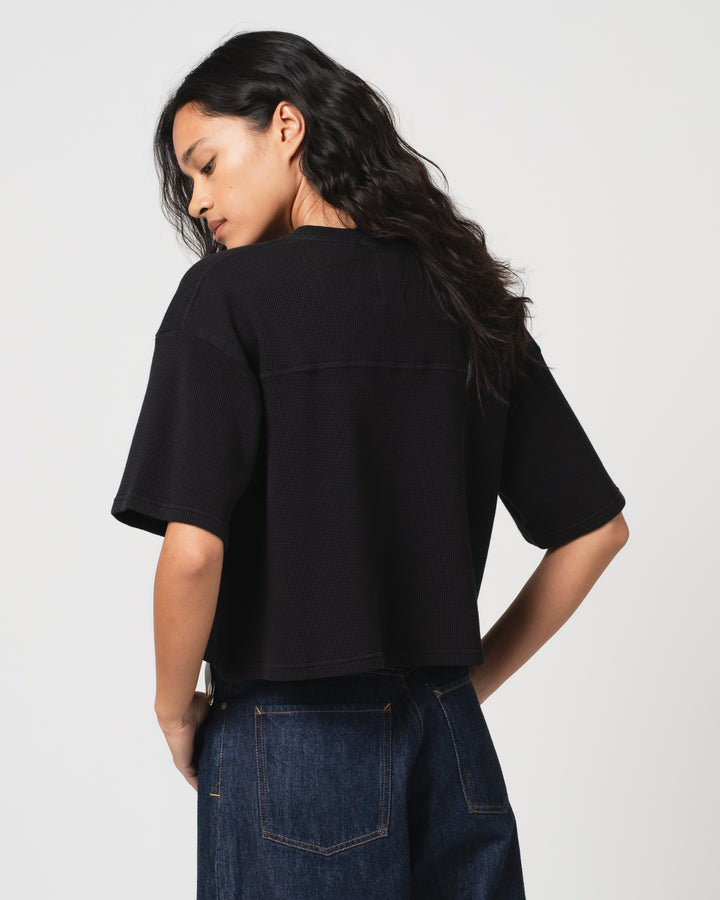 G.o.D Big T Cropped Waffle Jersey Black
