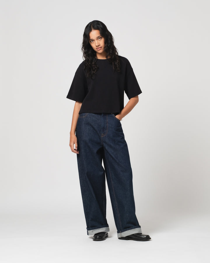 G.o.D Big T Cropped Waffle Jersey Black